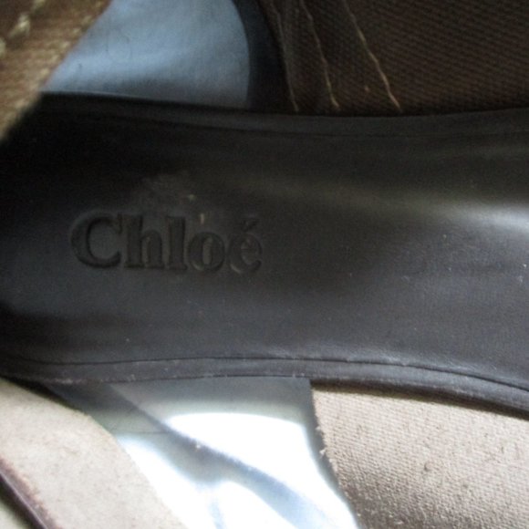 CHLOE Strappy Canvas Gladiator SANDAL Flat Shoe 36 Boho BROWN KHAKI - Picture 7 of 8